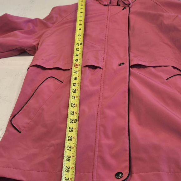 Vintage Liz Claiborne Pink Hooded Coat Jacket Plaid Lining Womens Large NEW - Picture 8 of 16